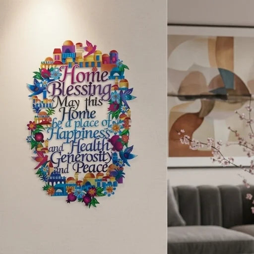 Metal Laser Cut Hebrew Home Blessing 16*11 cm