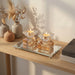 Crystal Tray with Crystal Elegant Candlesticks 7cm - Rose Gold, Dark Blue
