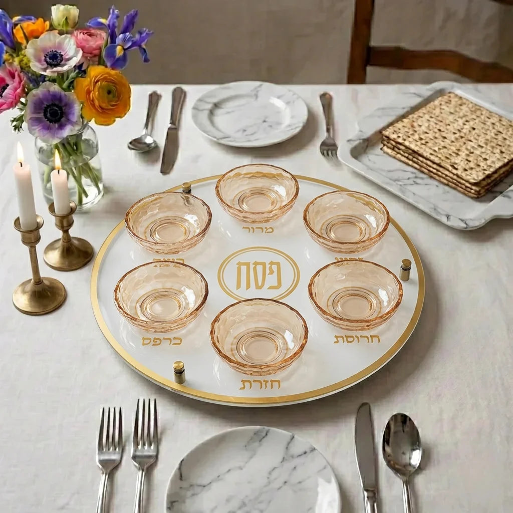 Glass & Crystal Passover Plate 40 cm