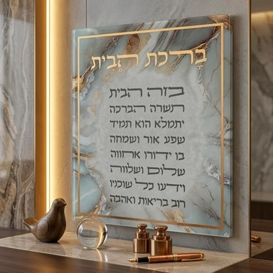 Reinforced Glass Hebrew Home Blessing 16*19 cm