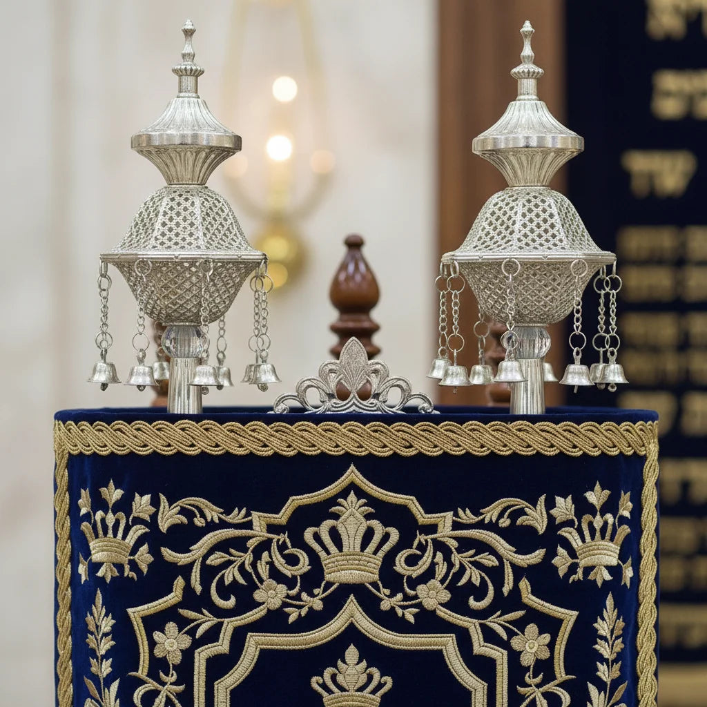 Pair of Rimonim for Torah 32 cm - Silver