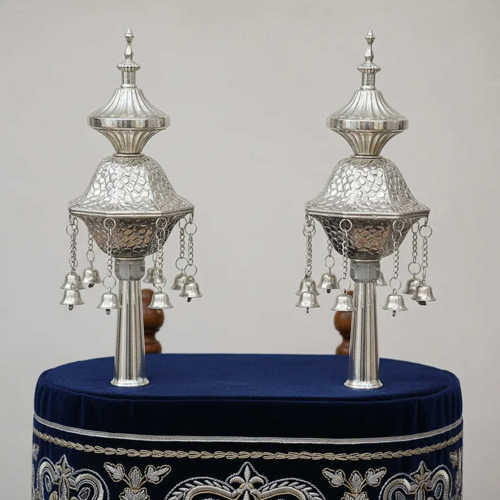 Pair of Rimonim for Torah 32 cm - Silver
