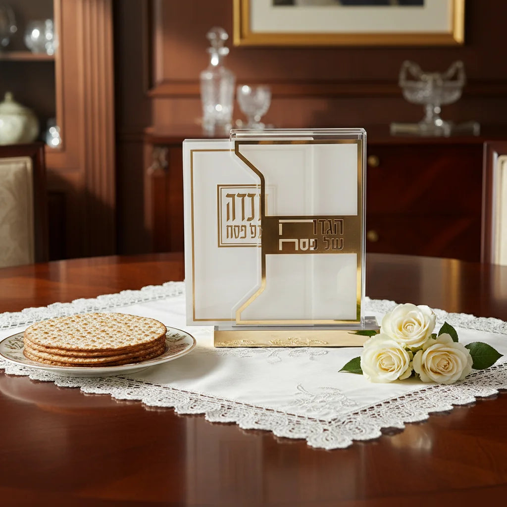 Lucite Hagadah Display 18x24 cm with Set of 6 pcs Hagadah