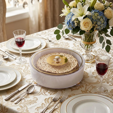 Round Lucite Matzah Box with Glitter 40 cm