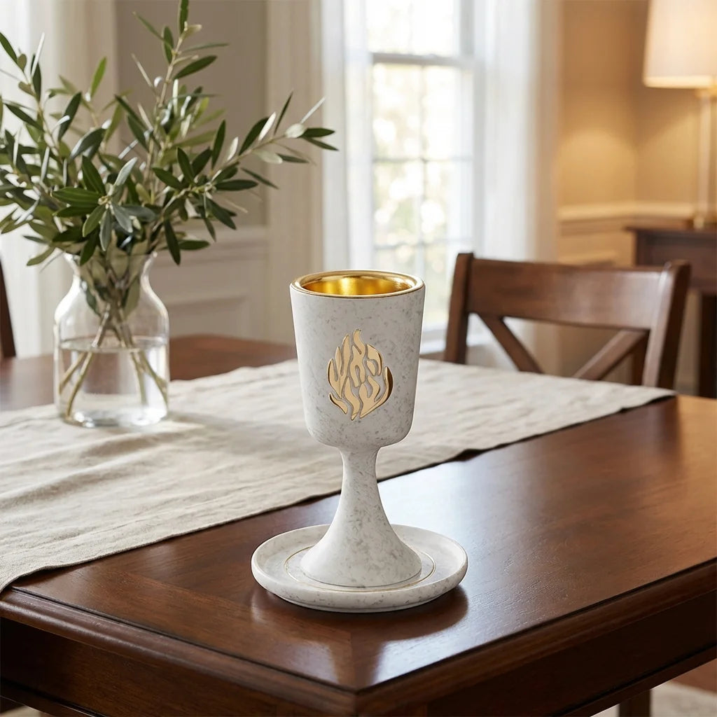 Polymer Kiddush Cup 15 cm with Stem & Saucer