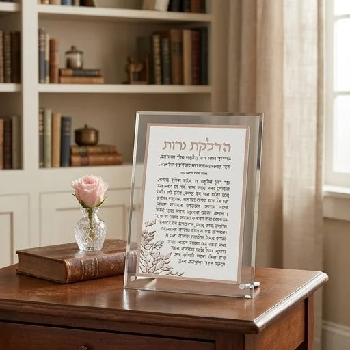 Lucite Framed Blessing - Candle Lighting 25*18.5cm - with Embroidery