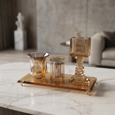 Crystal Havdala Set 25x12.5 cm - Gold
