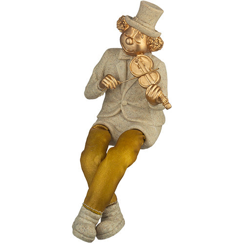 Polymer Clown Figurine with Cloth Legs 25 cm- Violin Player
