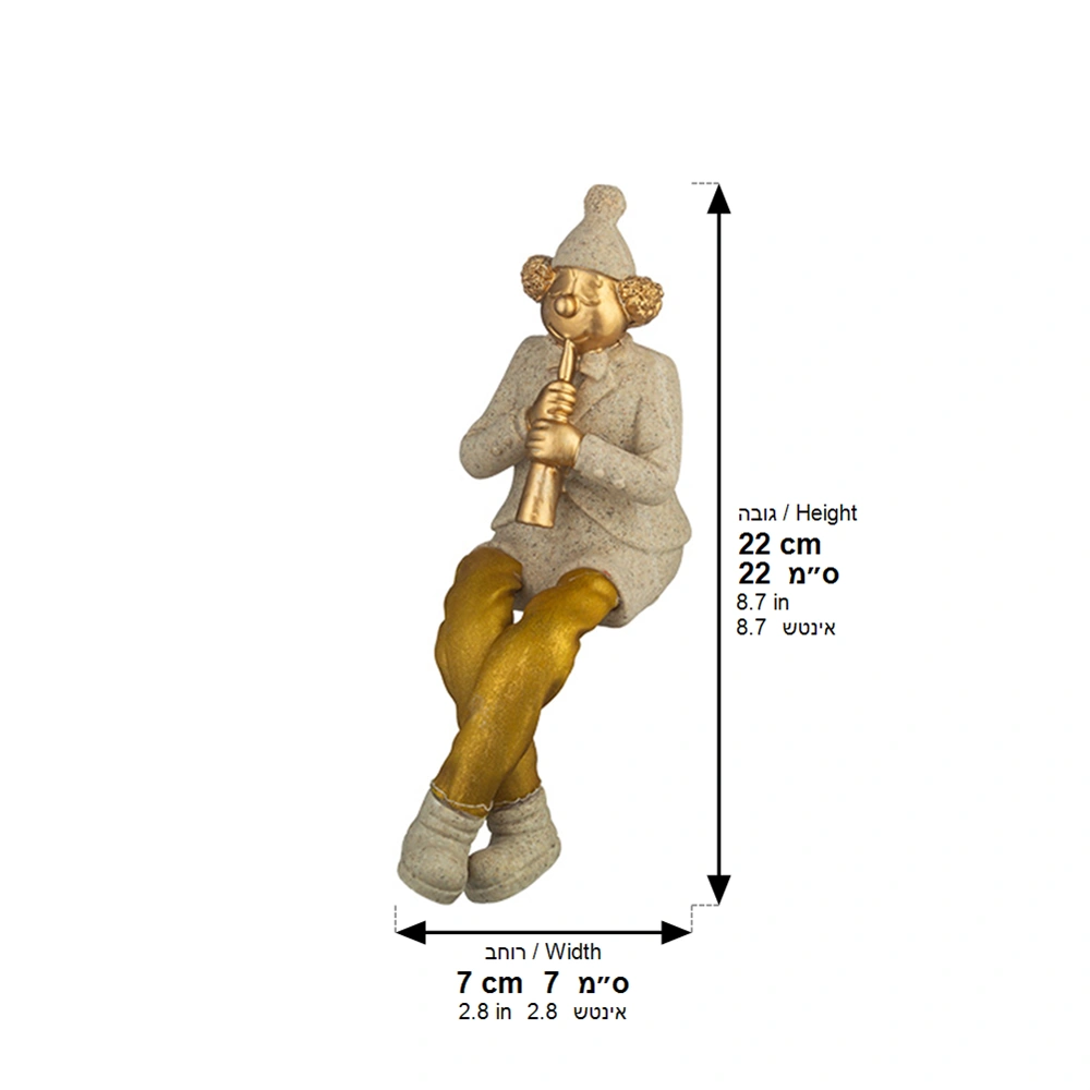 Polymer Clown Figurine with Cloth Legs 25 cm- Clarinet Player