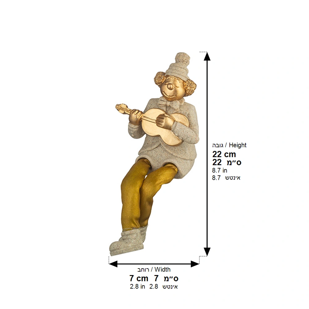 Polymer Clown Figurine with Cloth Legs 25 cm- Guitar Player