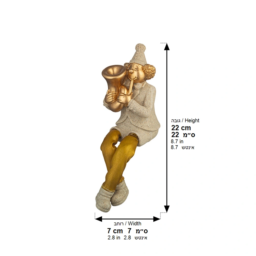 Polymer Clown Figurine with Cloth Legs 25 cm- Trombone Player