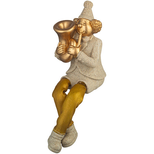 Polymer Clown Figurine with Cloth Legs 25 cm- Trombone Player
