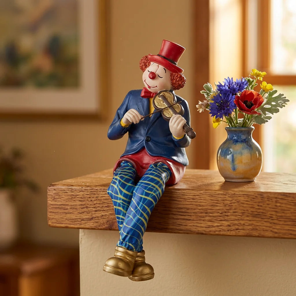 Polymer Clown Figurine with Cloth Legs 25 cm- Violin Player