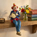 Polymer Clown Figurine with Cloth Legs 25 cm- Drum Player - Silver