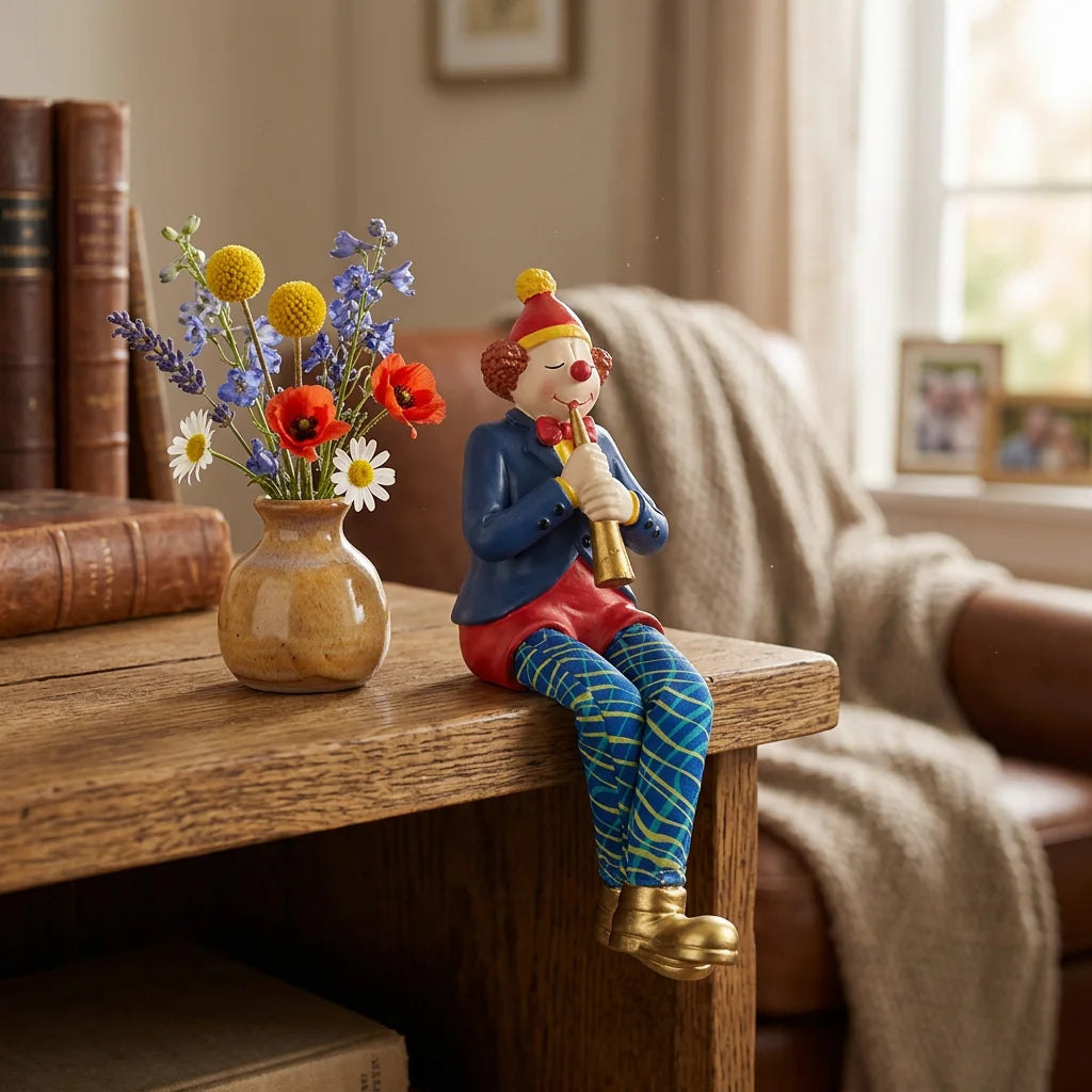 Polymer Clown Figurine with Cloth Legs 25 cm- Clarinet Player