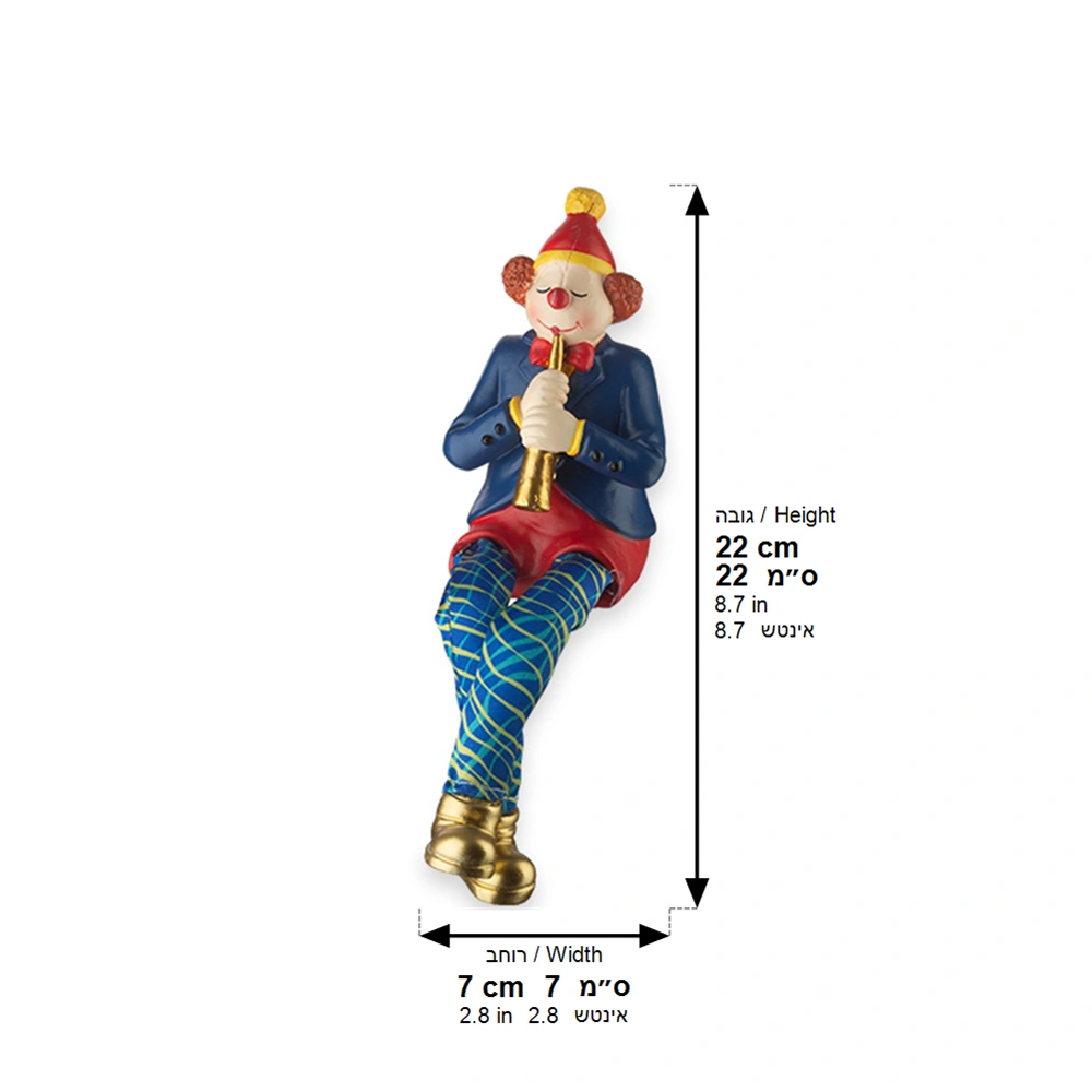 Polymer Clown Figurine with Cloth Legs 25 cm- Clarinet Player