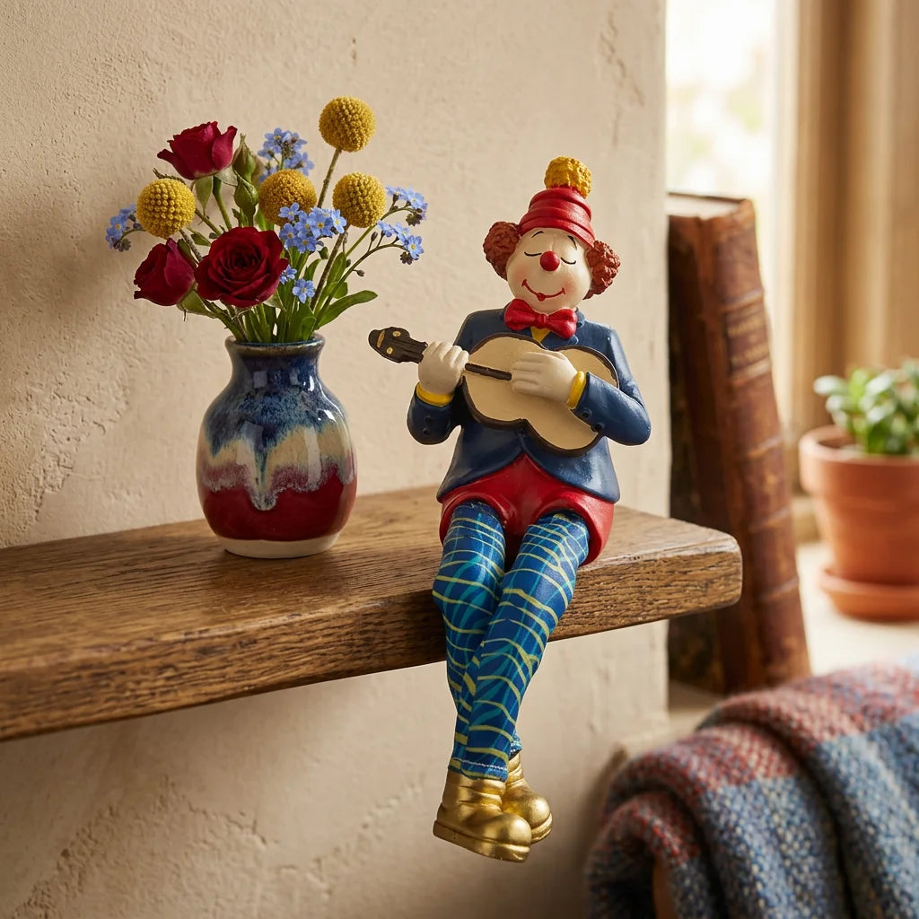 Polymer Clown Figurine with Cloth Legs 25 cm- Guitar Player