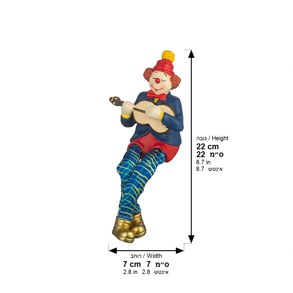 Polymer Clown Figurine with Cloth Legs 25 cm- Guitar Player