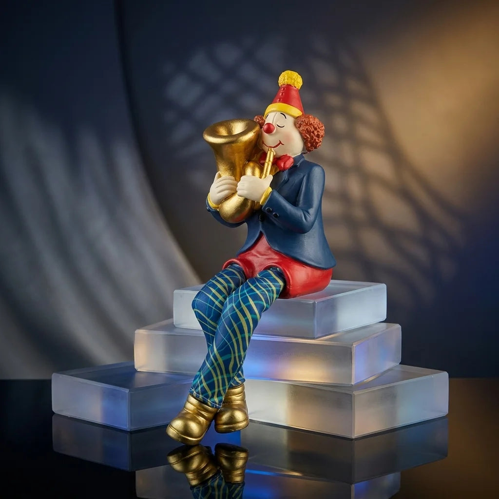 Polymer Clown Figurine with Cloth Legs 25 cm- Trombone Player
