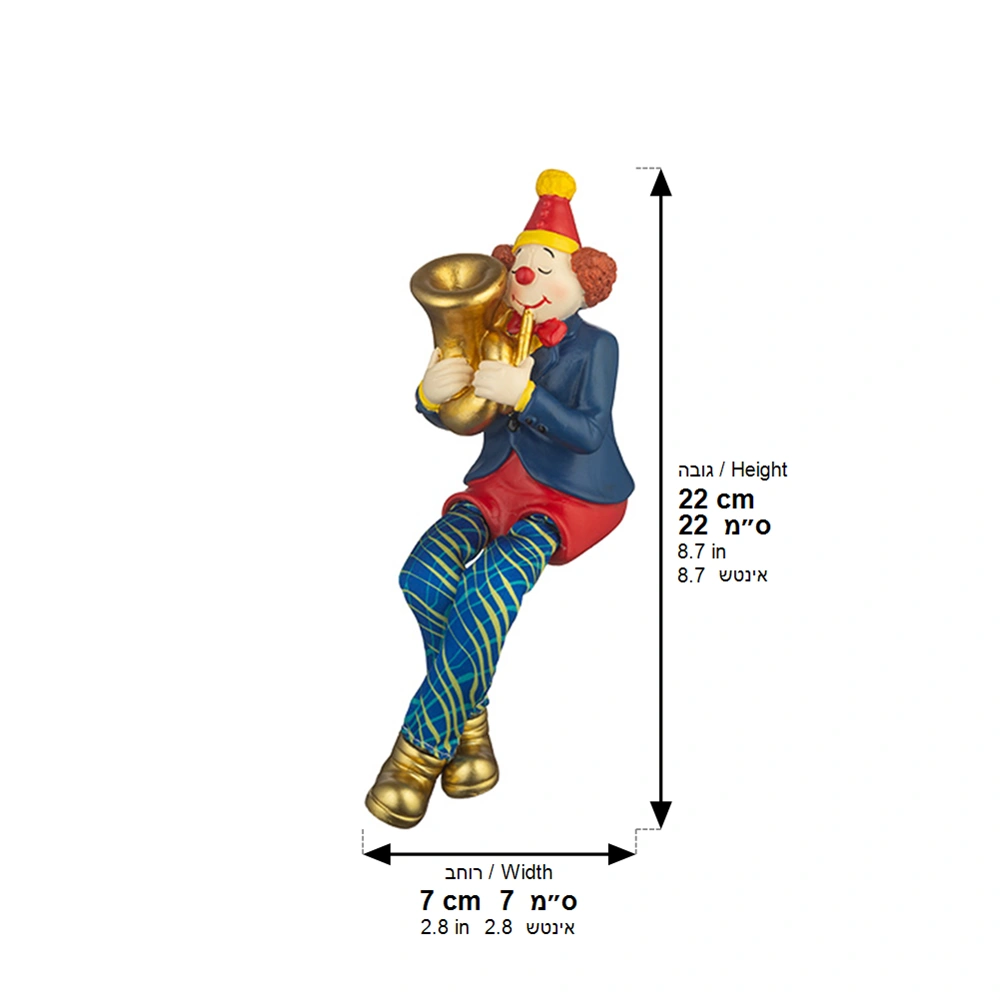 Polymer Clown Figurine with Cloth Legs 25 cm- Trombone Player