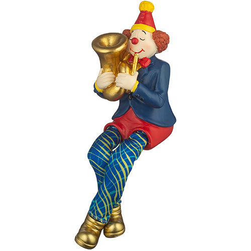 Polymer Clown Figurine with Cloth Legs 25 cm- Trombone Player