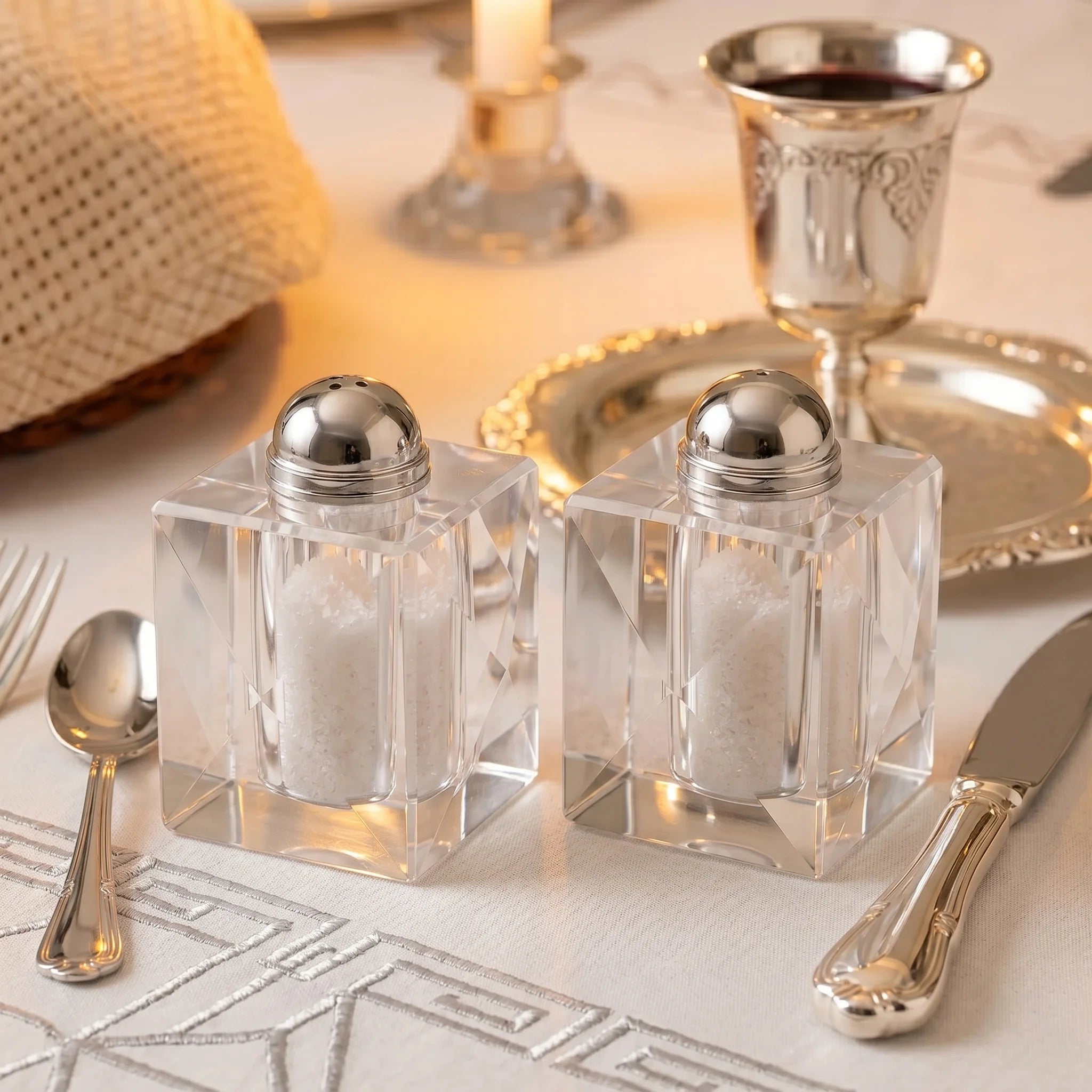 Pair of Crystal Salt & Peper Holders 7x5 cm