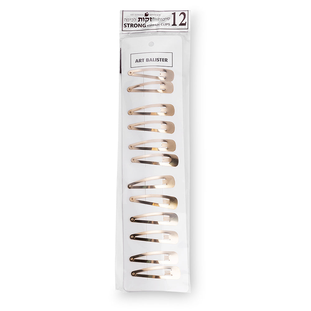 Extra Durable Kippah Clips Black (12 pcs)- Black - Gold