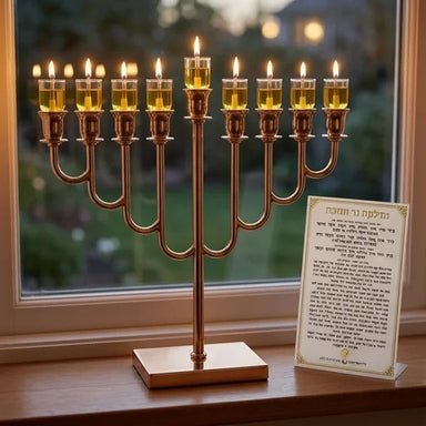 Metal Menorah 32 cm- Rose gold