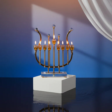 Metal "Harp" Menorah 36 cm -Rose Gold Finish