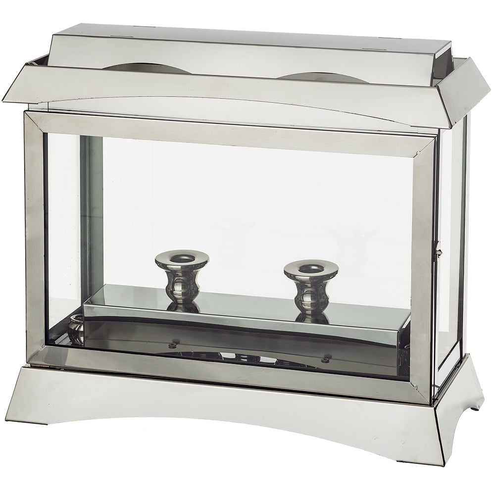 Metal and Glass Menorah Box - Gold
