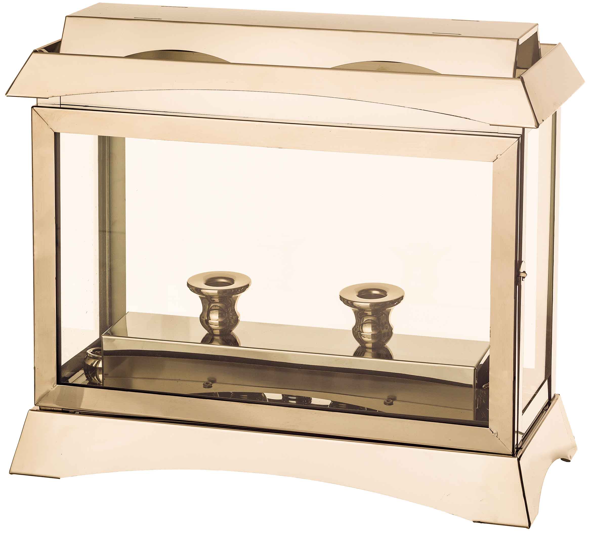 Metal and Glass Menorah Box with - Gold