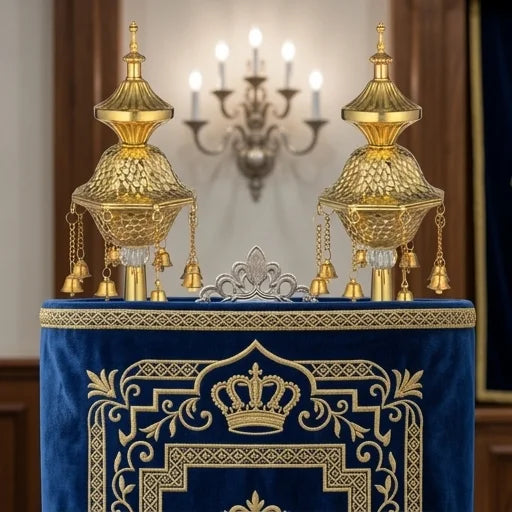 Pair of Rimonim for Torah 32 cm - Gold, Silver
