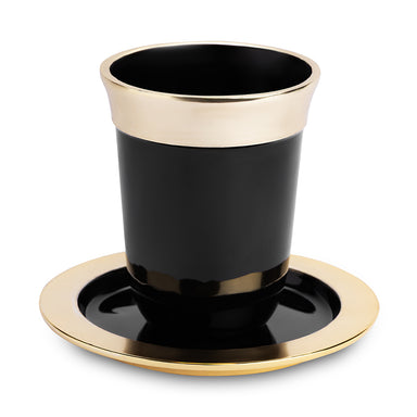 Aluminum Kiddush Cup 9 cm with Saucer - Black