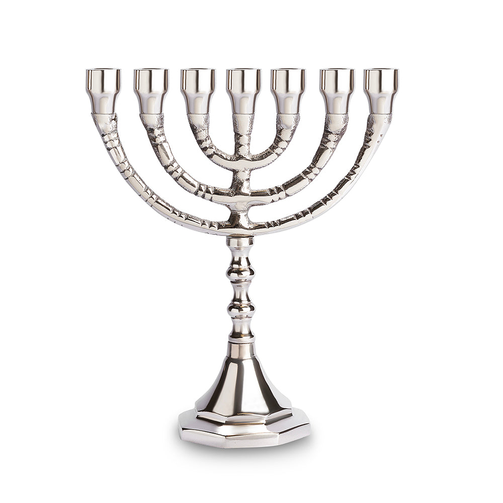Aluminum 7 Branch Menorah 18*15 cm - Nickel Finish