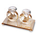 Set of Crystal Elegant Candlesticks and Tray - Gold