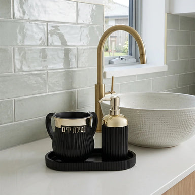 Polymer Set of Washing Cup & Soap Dispenser & Tray