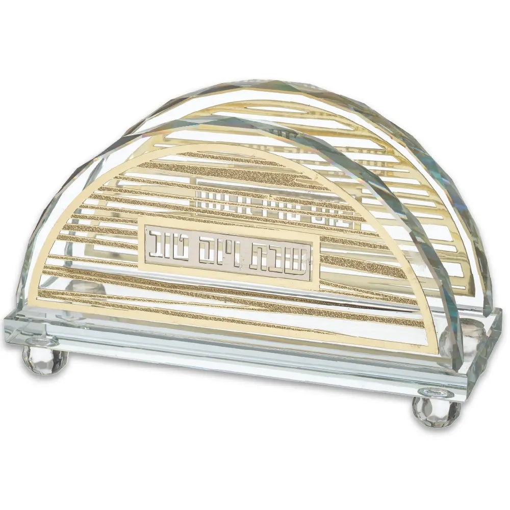 Crystal Napkin Holder with Metal Plate 15.5*10 cm - Striped