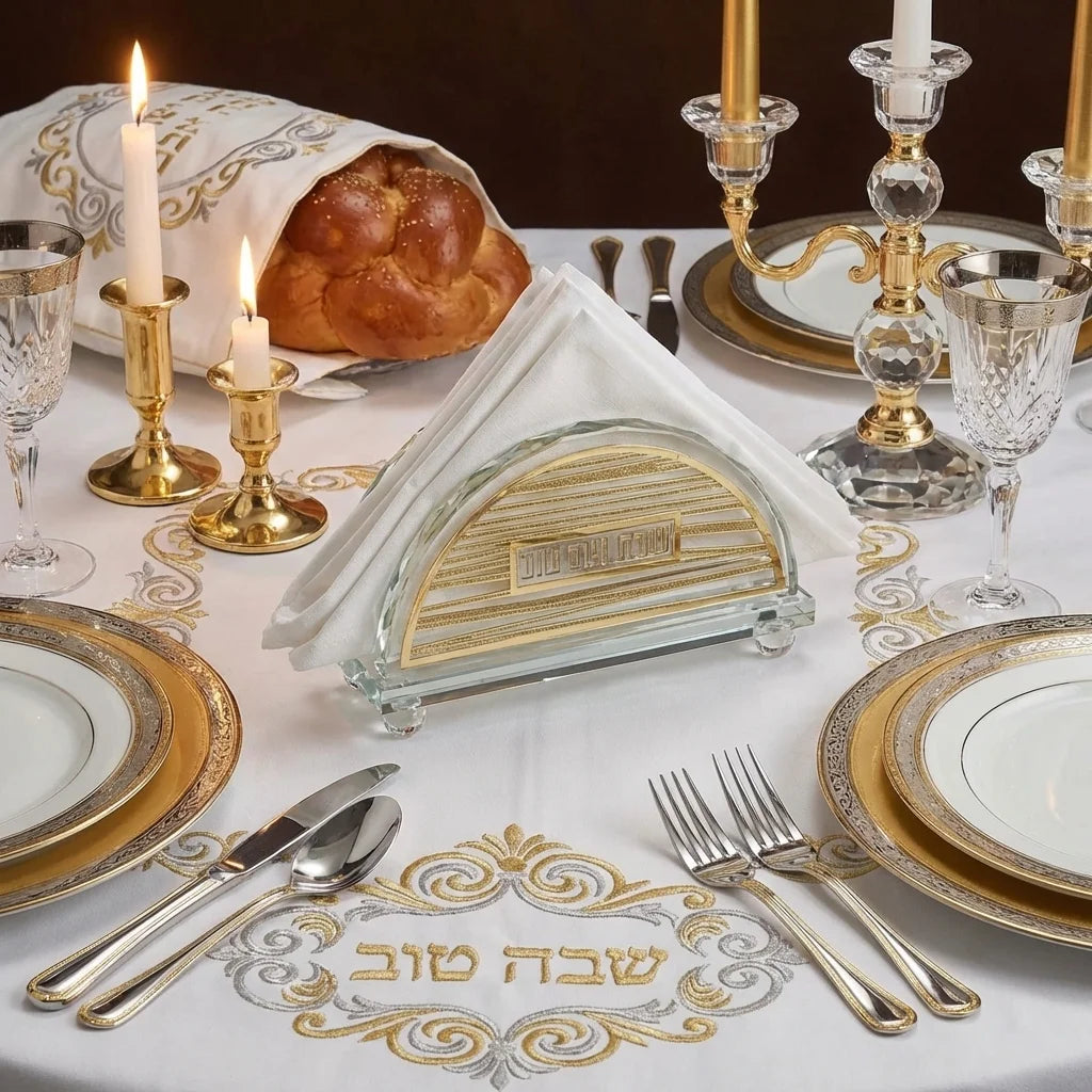 Crystal Napkin Holder with Metal Plate 15.5*10 cm - Striped