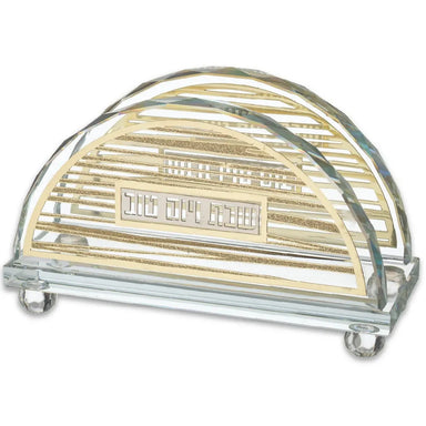 Crystal Napkin Holder with Metal Plate 15.5*10 cm - Striped