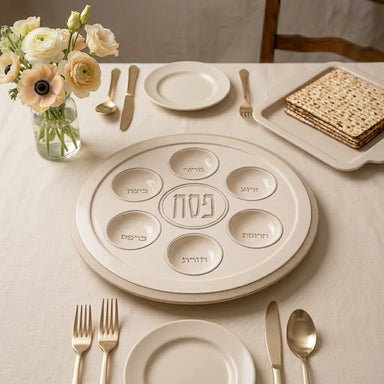 Melamine Passover Plate 35 cm- White Marble