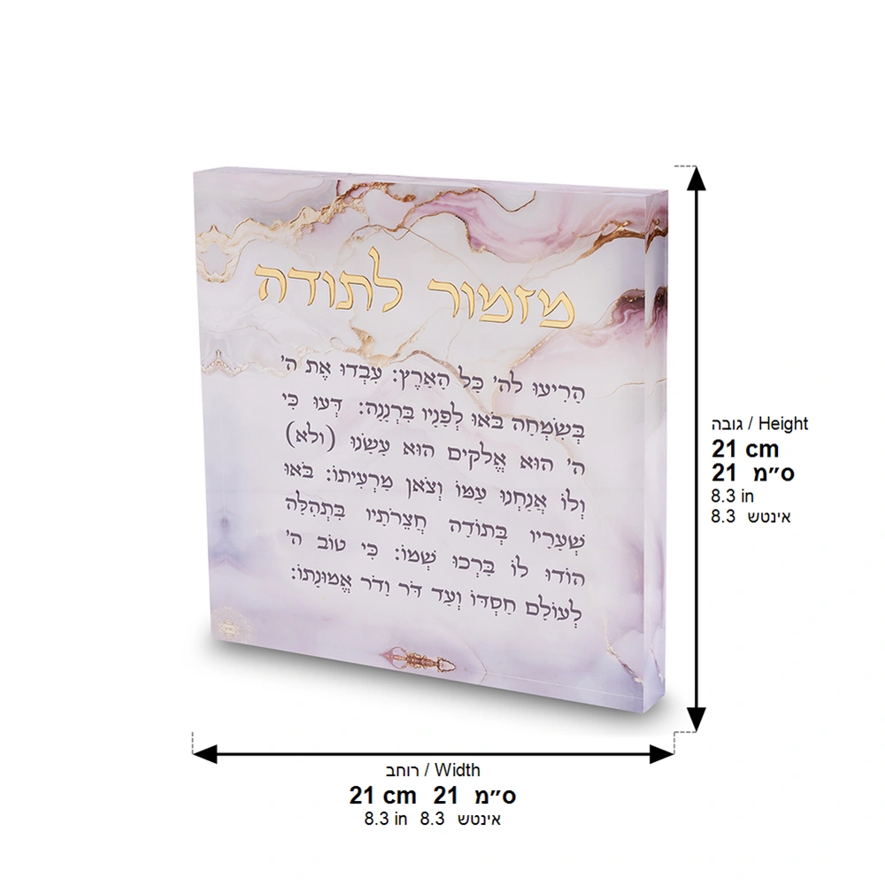 Acrilic Mizmor L'toda Blessing 21*21cm - Pink