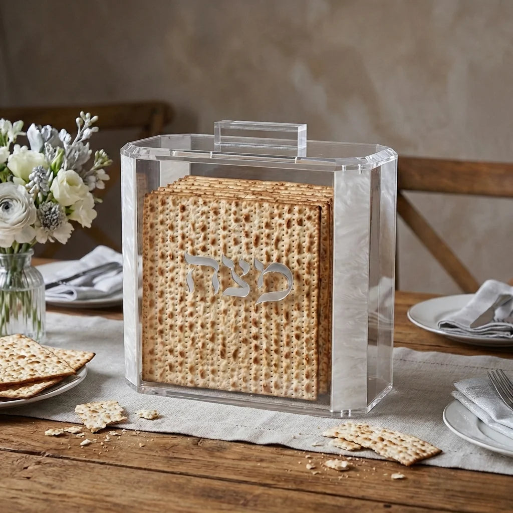 Lucite Stand for Matzah 22*26 cm - White, Matte
