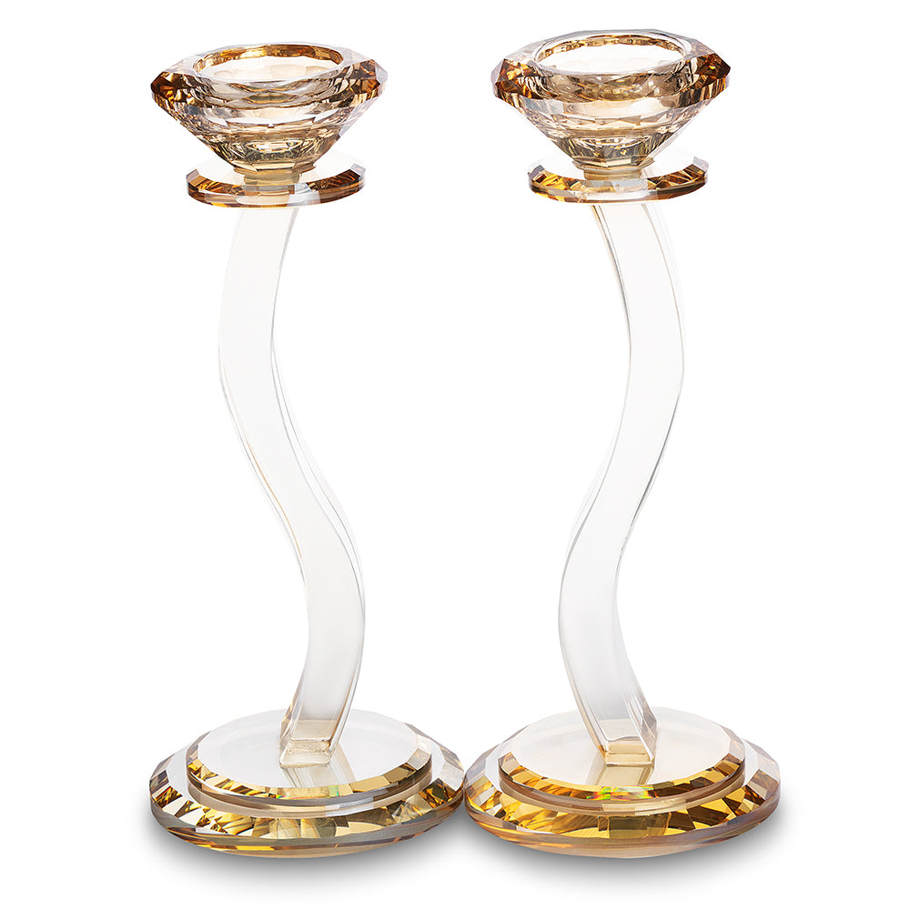 Pair of Crystal Elegant Candlesticks 22 cm