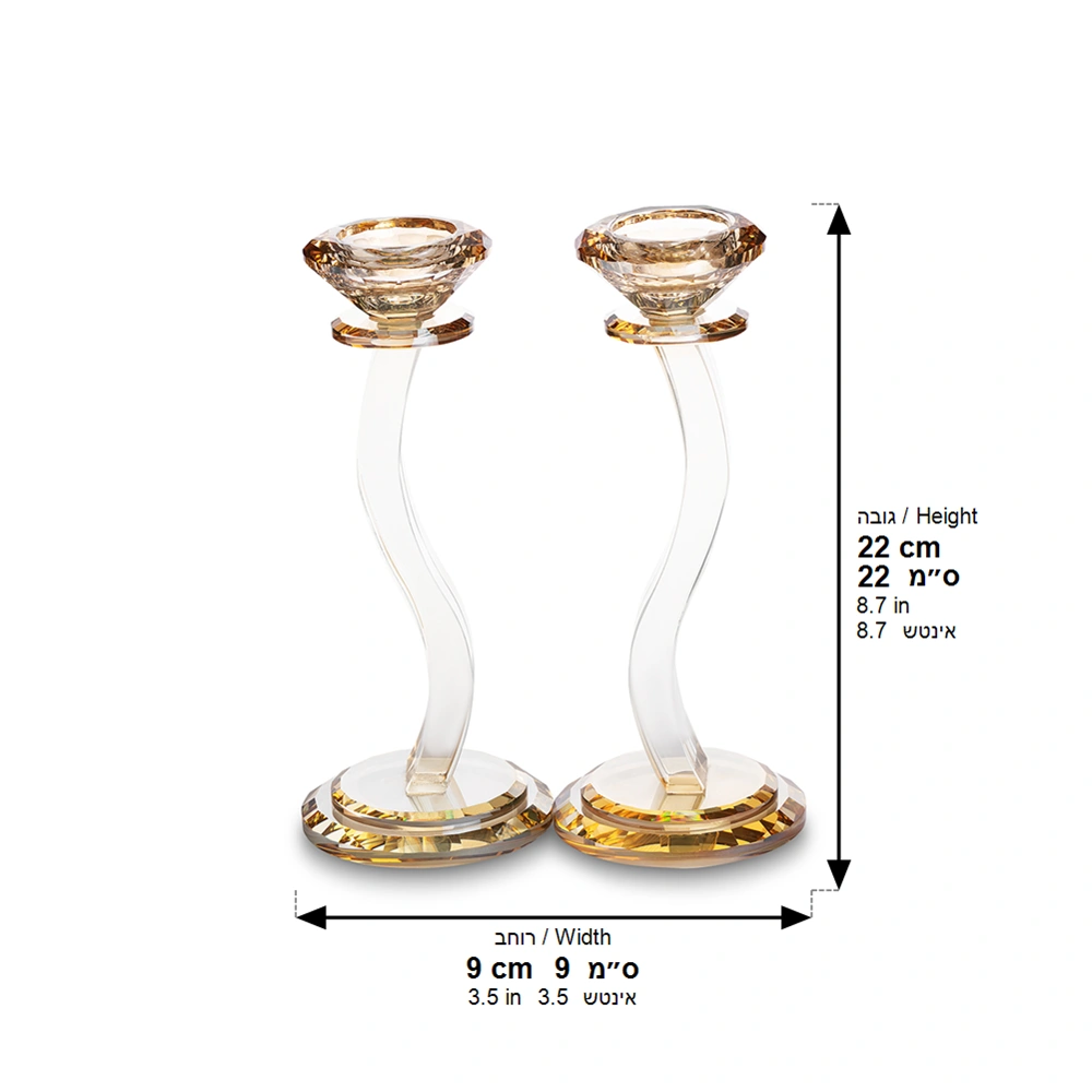 Pair of Crystal Elegant Candlesticks 22 cm