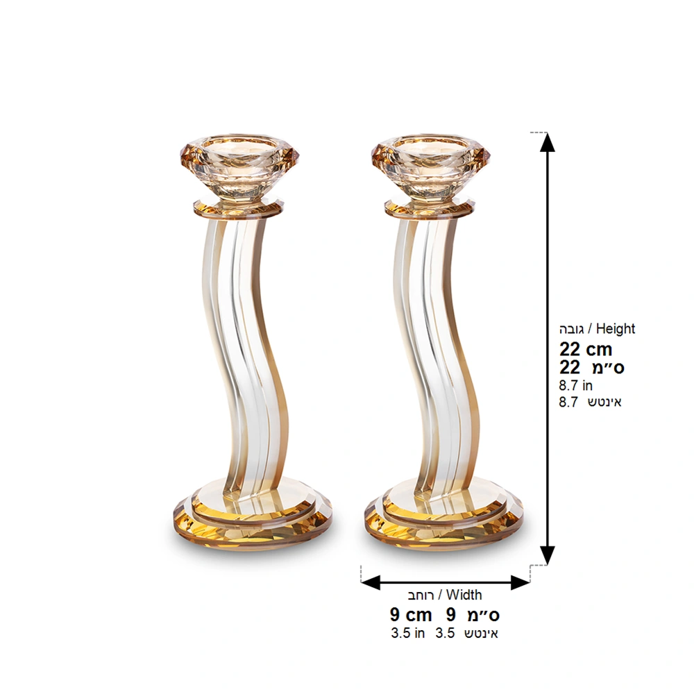 Pair of Crystal Elegant Candlesticks 22 cm