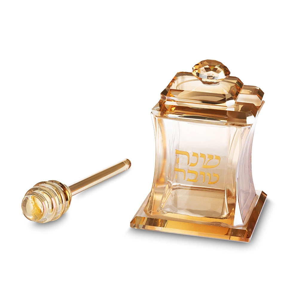 Elegant Crystal Honey Dish 11 cm - Gold