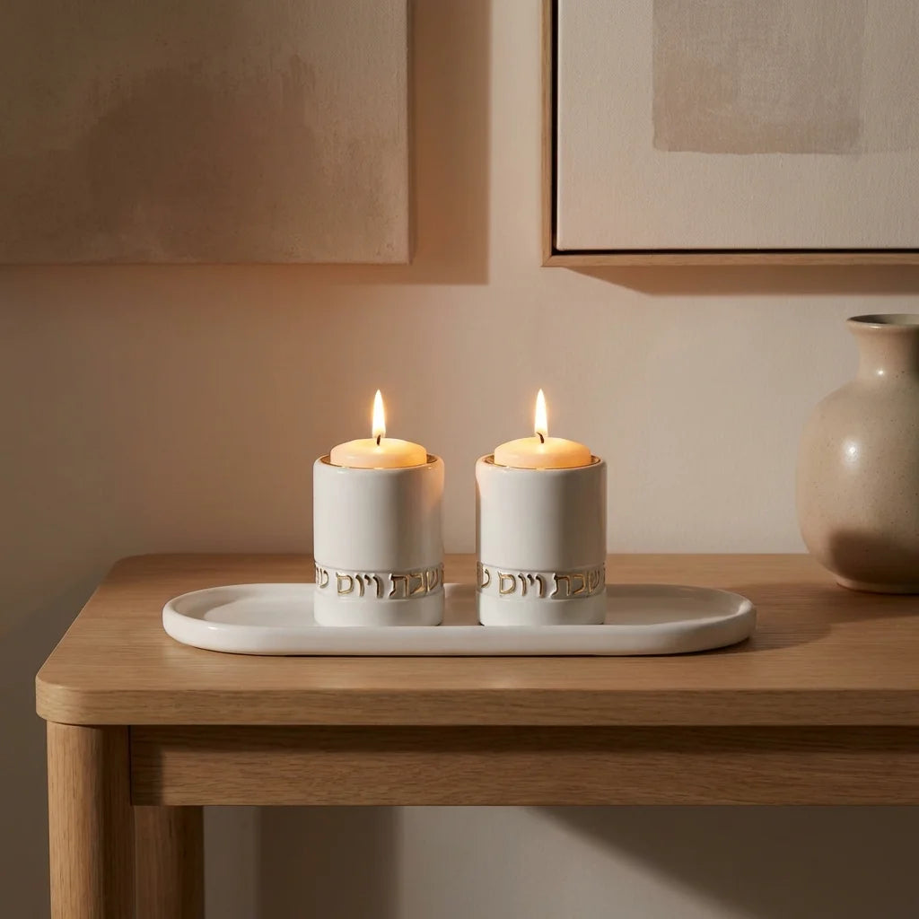 Polymer Set Tray and Candlesticks