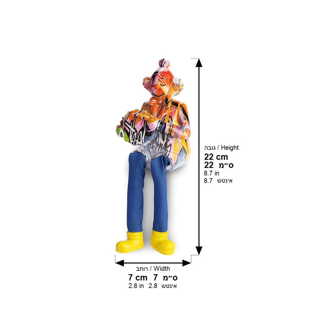 Polymer Klezmer Figurine with Cloth Legs 25 cm- Drum Player
