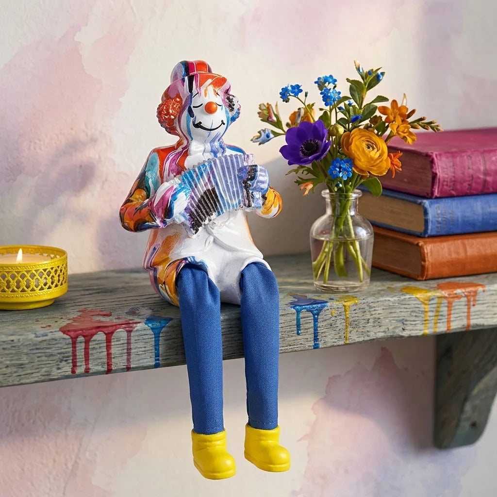 Polymer Klezmer Figurine with Cloth Legs 25 cm- Accordion Player
