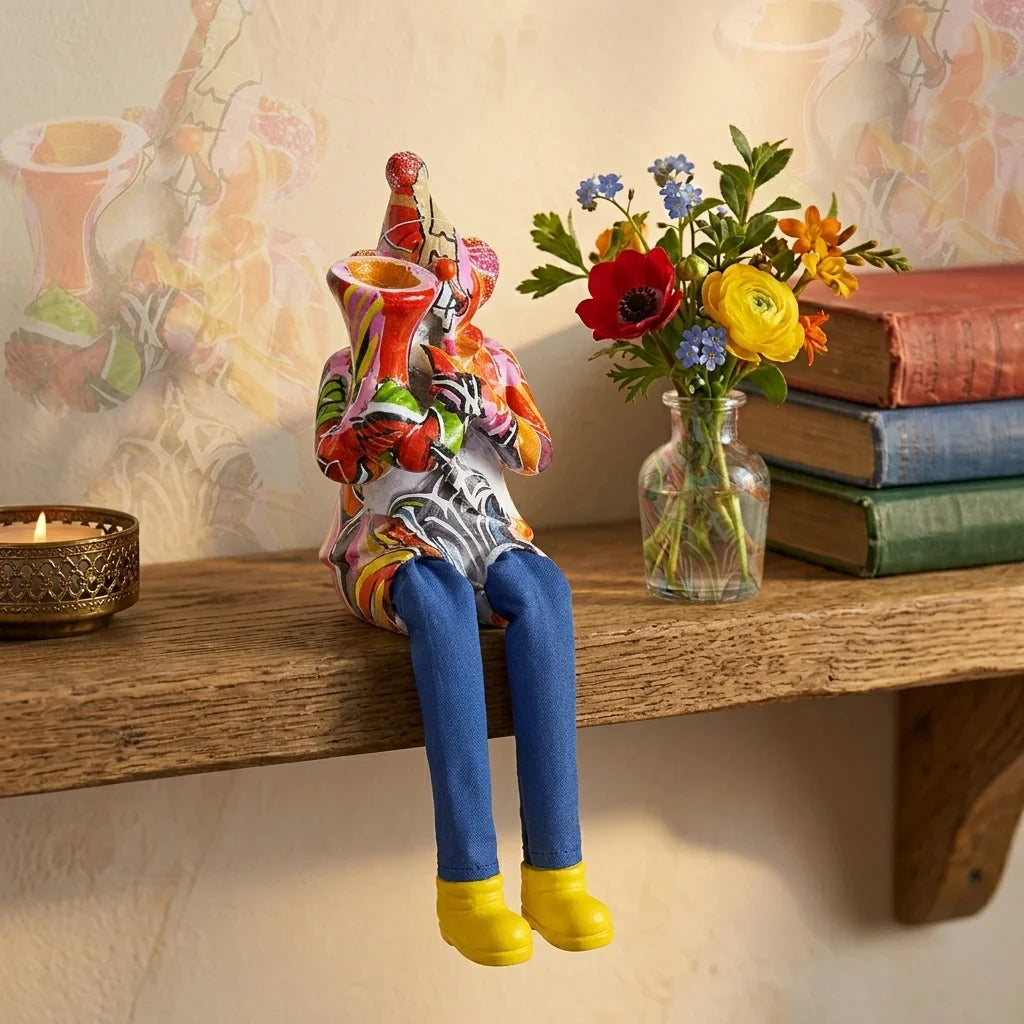 Polymer Klezmer Figurine with Cloth Legs 25 cm- Trombone Player